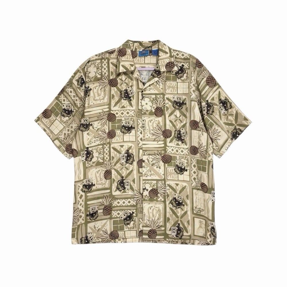 Nickelodean Sponge Bob Square Pants Vintage 2002 Hawaiian Shirt L